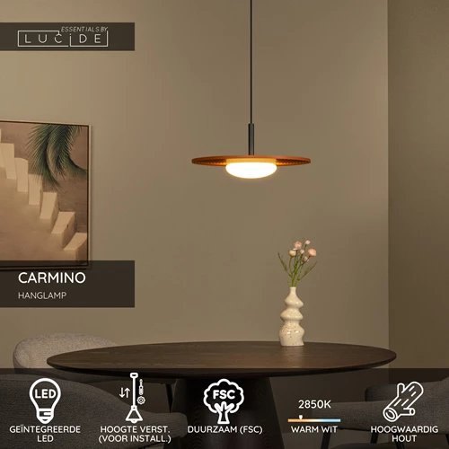 Lucide CARMINO - Hanglamp - Ø 38,7 cm - LED - 1x8W 2700K - Terracotta | Essential - USP